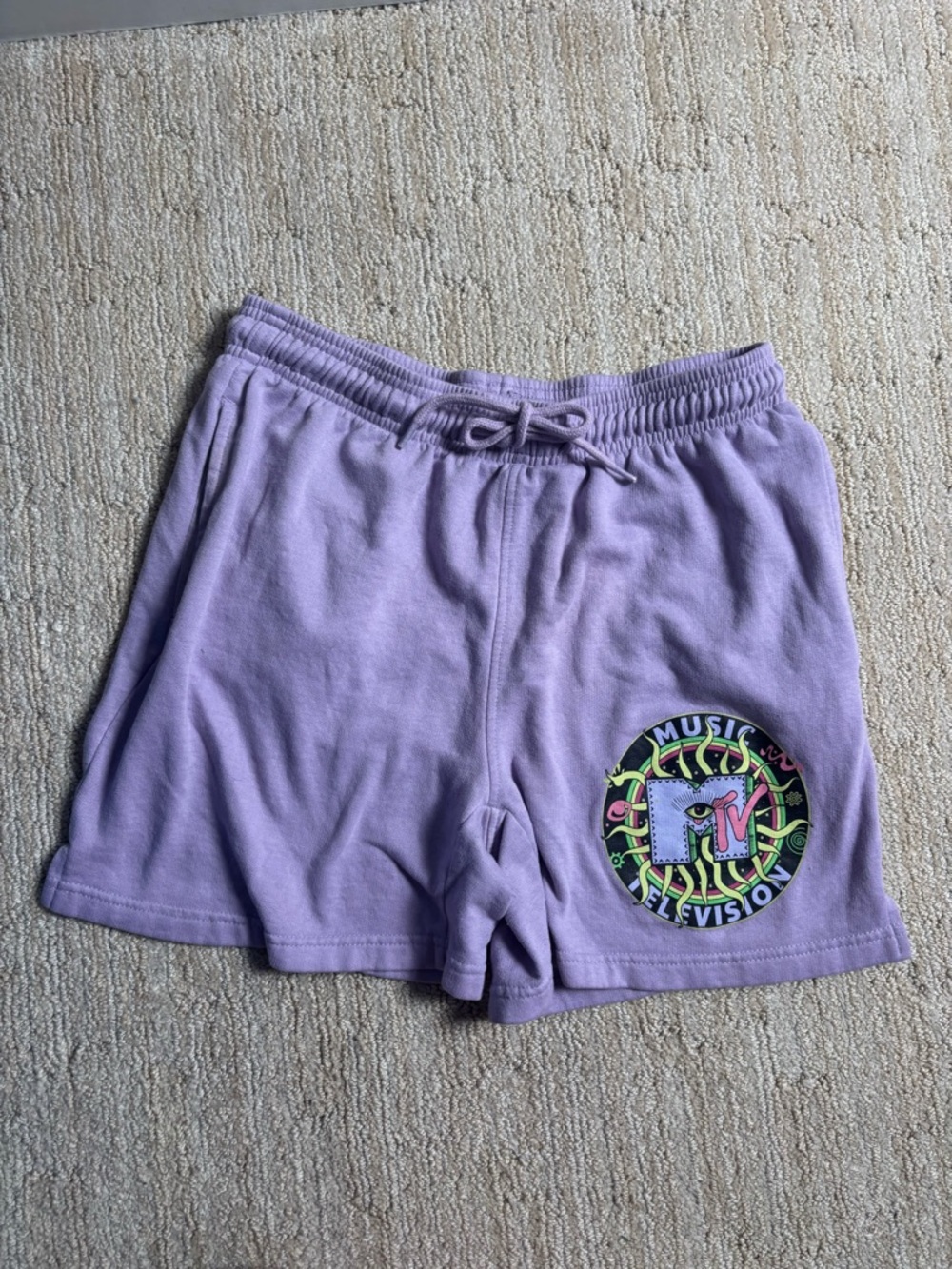 MTV Lavender Athletic Shorts with Neon Logo
